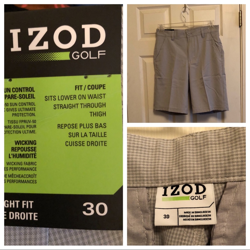 Izod men’s gray patterned golf shorts NWT sz 30